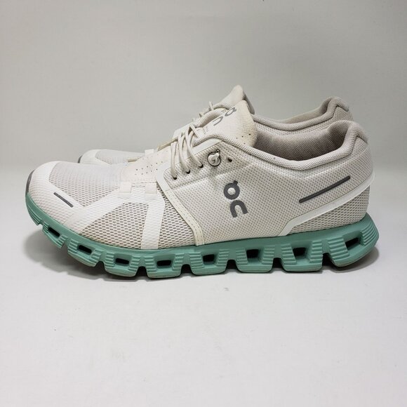 On Cloud 5 Mesh Sneakers White/Mint Cushioned Lightweight Womens 8.5 - Picture 1 of 10